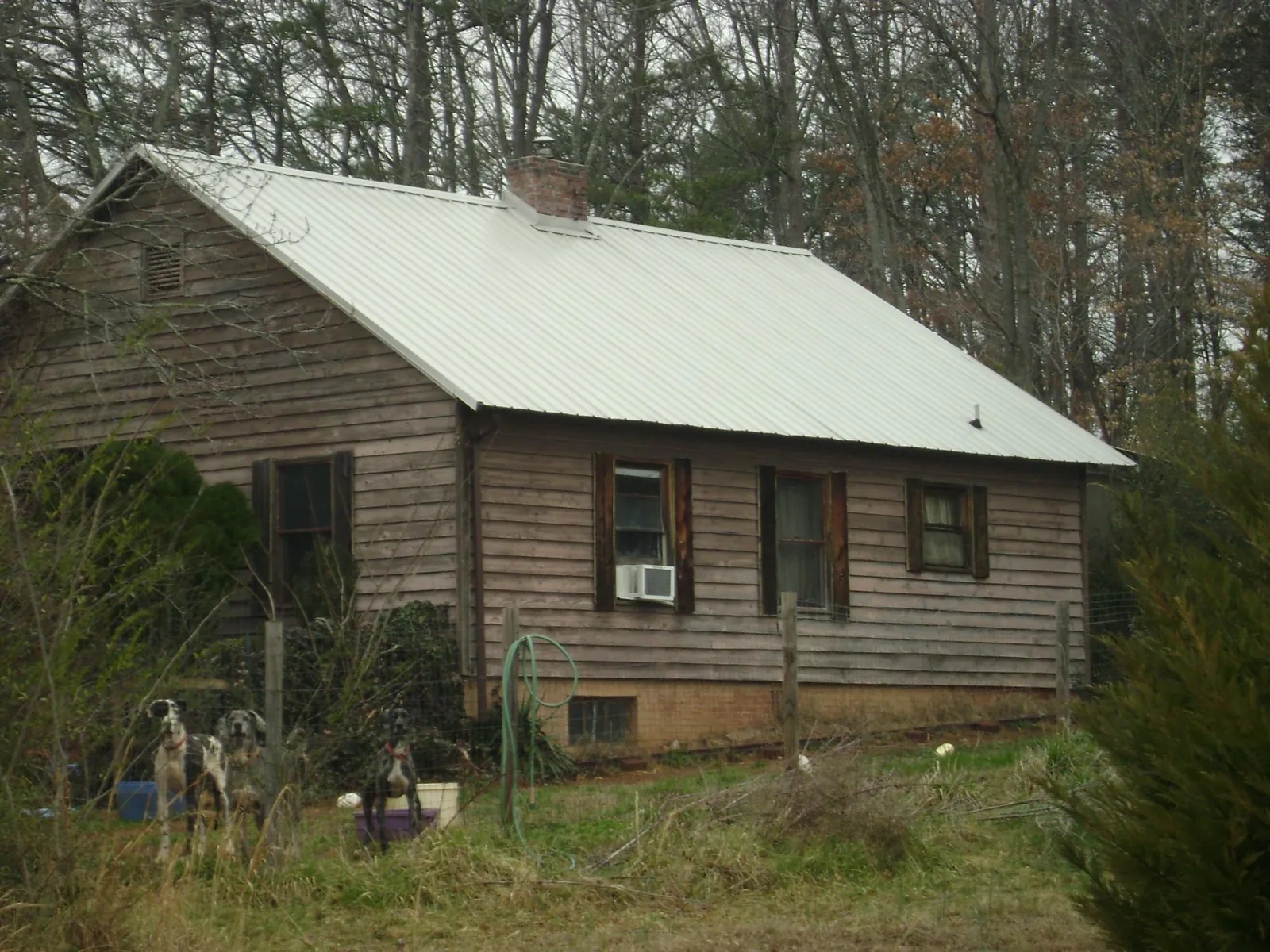 White metal roof on an old wood sided farmhouse, from a Metal Roof Installation job in Rogersville